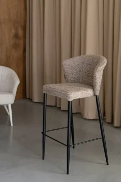 Chaise de bar en tissu marron et métal noir 73cm Georgia - Dutchbone
