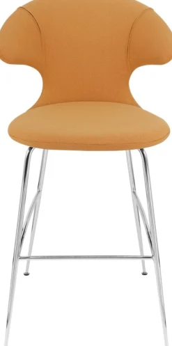Chaise de bar en tissu orange et acier chrome 75 cm Time Flies - UMAGE