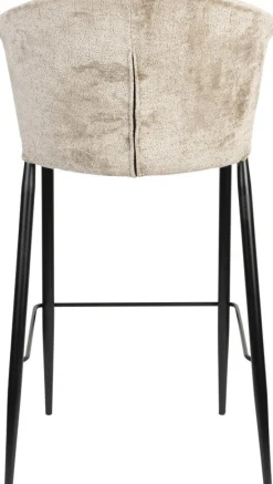 Chaise de bar en velours beige et acier noir Georgia - Dutchbone