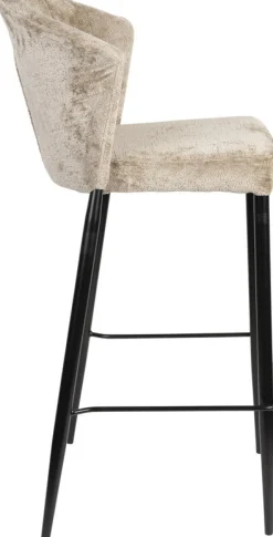 Chaise de bar en velours beige et acier noir Georgia - Dutchbone