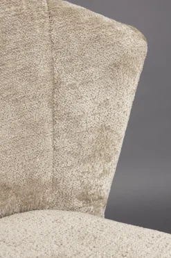 Chaise de bar en velours beige et acier noir Georgia - Dutchbone
