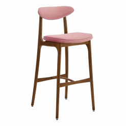 Chaise de bar en velours rose poudré et frêne 100 cm - 366 Concept