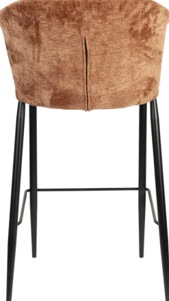 Chaise de bar en velours terracotta et acier noir Georgia - Dutchbone