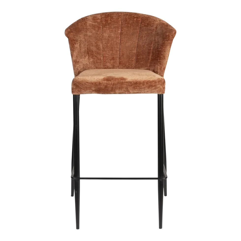 Chaise de bar en velours terracotta et acier noir Georgia - Dutchbone