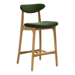 Chaise de bar en velours turtle et frêne naturel 90cm Série 200-190 - 366 Concept