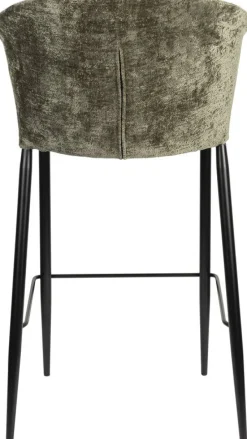 Chaise de bar en velours vert et acier noir Georgia - Dutchbone