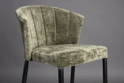 Chaise de bar en velours vert et acier noir Georgia - Dutchbone