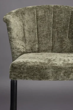 Chaise de bar en velours vert et acier noir Georgia - Dutchbone