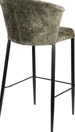 Chaise de bar en velours vert et acier noir Georgia - Dutchbone