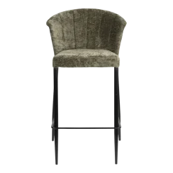 Chaise de bar en velours vert et acier noir Georgia - Dutchbone