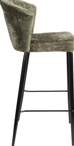Chaise de bar en velours vert et acier noir Georgia - Dutchbone