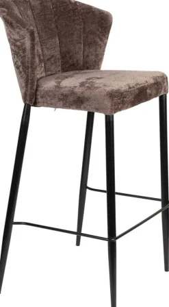 Chaise de bar en velours violet et acier noir Georgia - Dutchbone