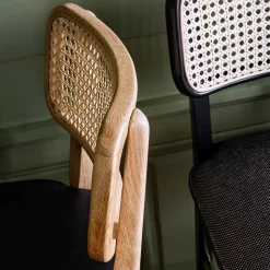 Chaise de bar gris caviar en chêne teinté noir Cannage - RED Edition