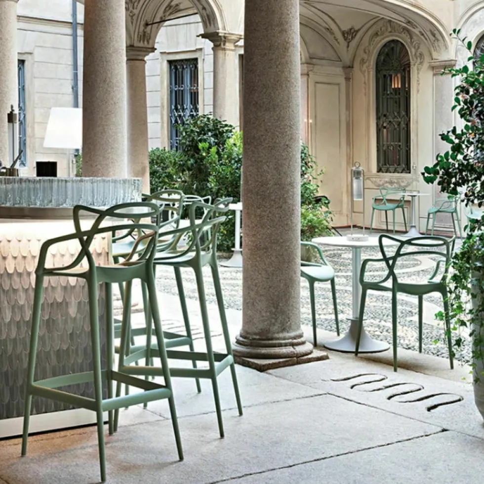 Chaise de bar grise 75 cm Masters - Kartell