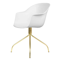 Chaise de bureau blanche et laiton pivotante Bat - Gubi