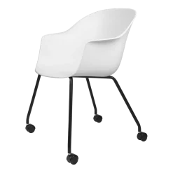 Chaise de bureau blanche 4 pieds à roulettes Bat - Gubi
