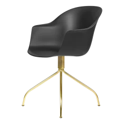 Chaise de bureau noire et laiton pivotante Bat - Gubi