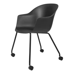 Chaise de bureau noire 4 pieds à roulettes Bat - Gubi