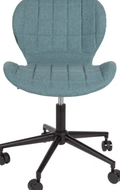 Chaise de bureau réglable en fer noir et polyester bleu 76cm OMG - Zuiver