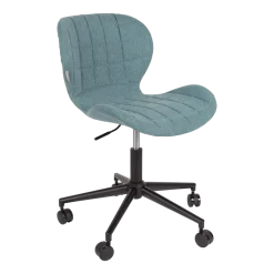 Chaise de bureau réglable en fer noir et polyester bleu 76cm OMG - Zuiver