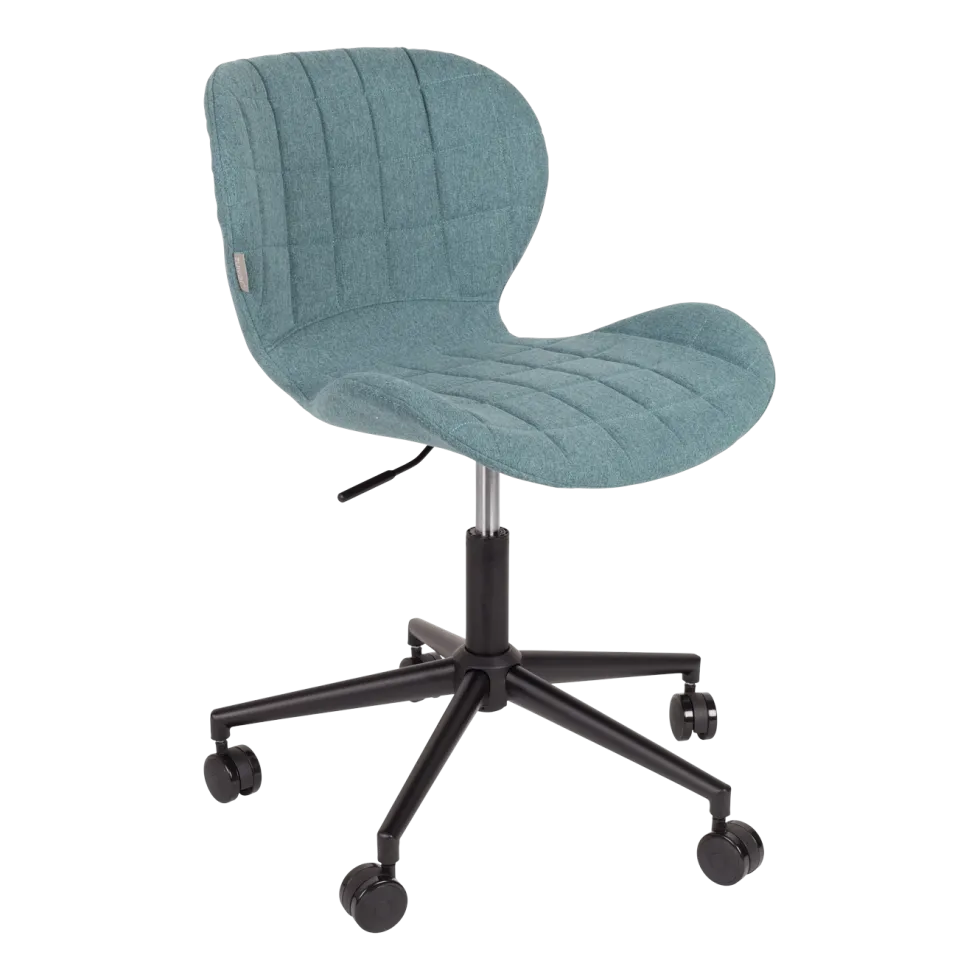 Chaise de bureau réglable en fer noir et polyester bleu 76cm OMG - Zuiver