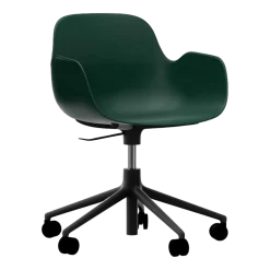 Chaise de bureau réglable à roulettes avec accoudoirs en pp verte Swivel 5W vert - Normann Copenhagen