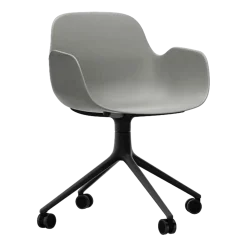 Chaise de bureau à roulettes avec accoudoirs en pp grise et noire Swivel 4W Grey - Normann Copenhagen