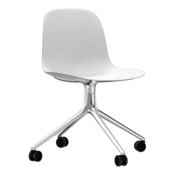 Chaise de bureau à roulettes en polypropylène blanche Swivel 4W blanc - Normann Copenhagen