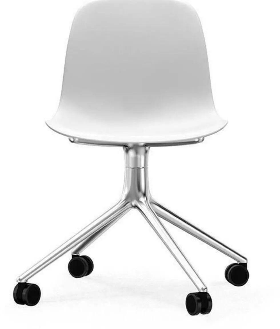 Chaise de bureau à roulettes en polypropylène blanche Swivel 4W blanc - Normann Copenhagen