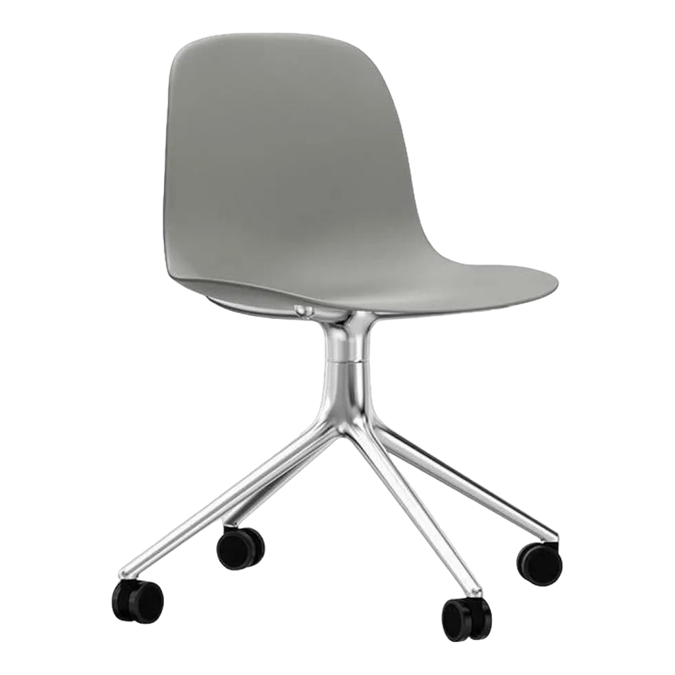 Chaise de bureau à roulettes en polypropylène grise Swivel 4W Grey - Normann Copenhagen