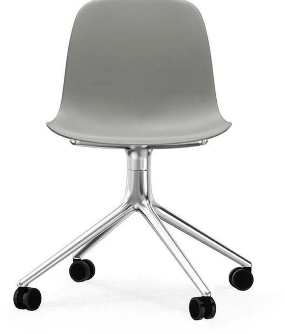 Chaise de bureau à roulettes en polypropylène grise Swivel 4W Grey - Normann Copenhagen