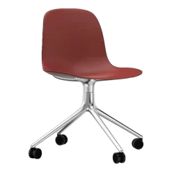 Chaise de bureau à roulettes en polypropylène rouge Swivel 4W rouge - Normann Copenhagen