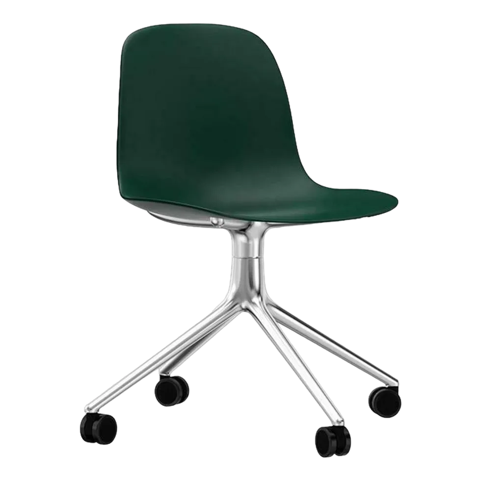 Chaise de bureau à roulettes en polypropylène verte Swivel 4W vert - Normann Copenhagen