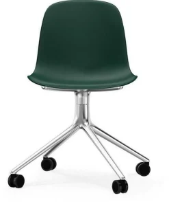 Chaise de bureau à roulettes en polypropylène verte Swivel 4W vert - Normann Copenhagen