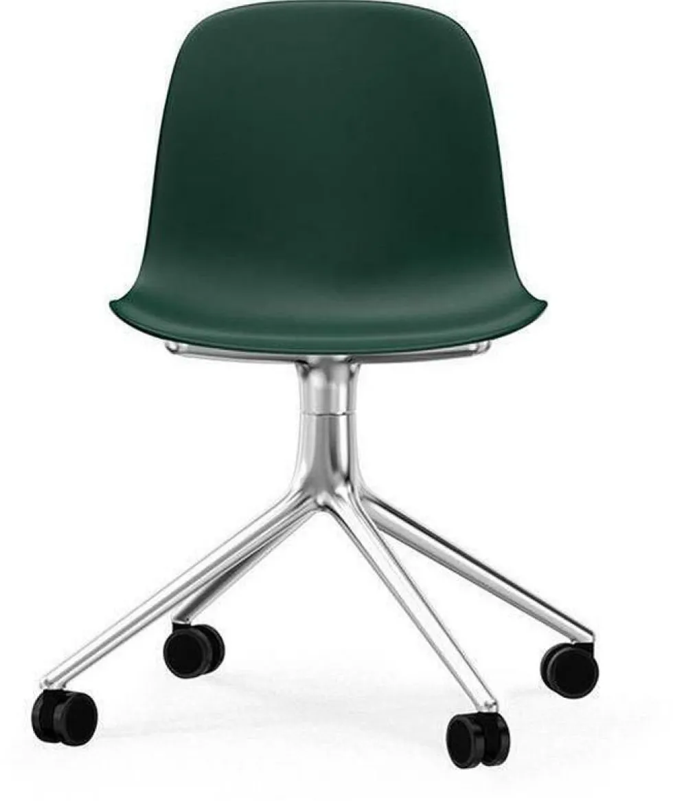 Chaise de bureau à roulettes en polypropylène verte Swivel 4W vert - Normann Copenhagen