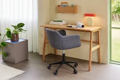 Chaise de bureau à roulettes en tissus gris foncé Rest- Hübsch