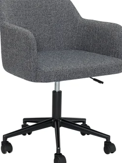 Chaise de bureau à roulettes en tissus gris foncé Rest- Hübsch