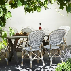 Chaise de jardin avec accoudoir bistrot blanc Isabelle - Sika Design