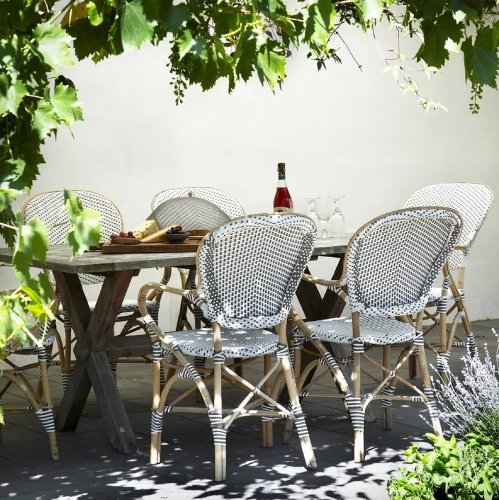 Chaise de jardin avec accoudoir bistrot blanc Isabelle - Sika Design