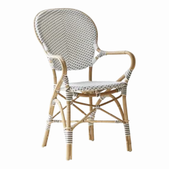 Chaise de jardin avec accoudoir bistrot blanc Isabelle - Sika Design
