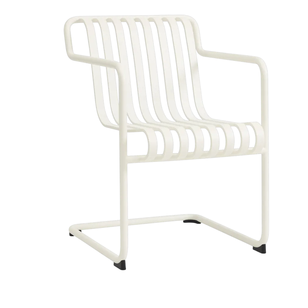Chaise de jardin avec accoudoirs en acier blanc crème 54x65x80cm Palissade - HAY