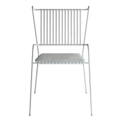Chaise de jardin avec accoudoirs en acier blanc et coussin beige Capri - Cools Collection
