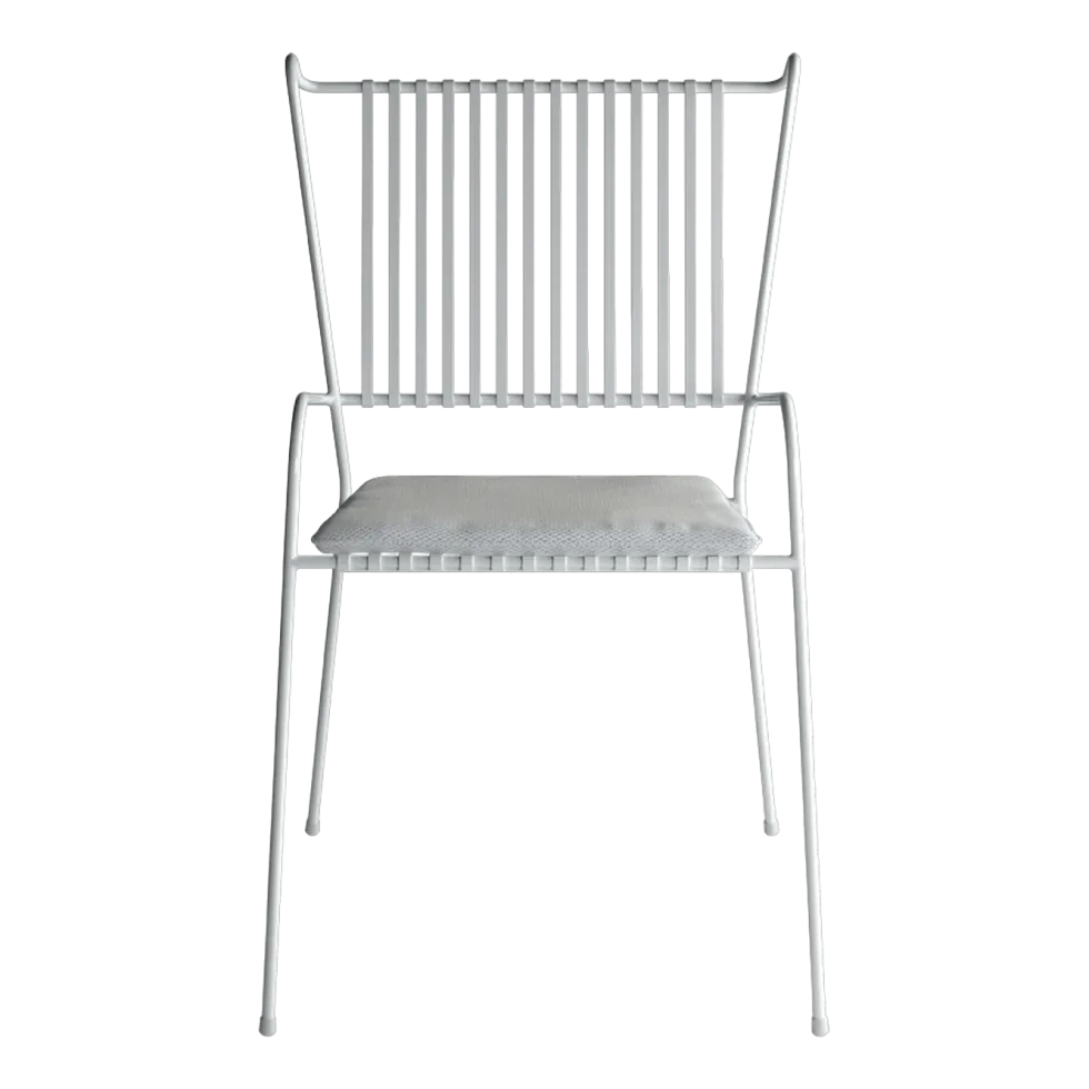Chaise de jardin avec accoudoirs en acier blanc et coussin beige Capri - Cools Collection