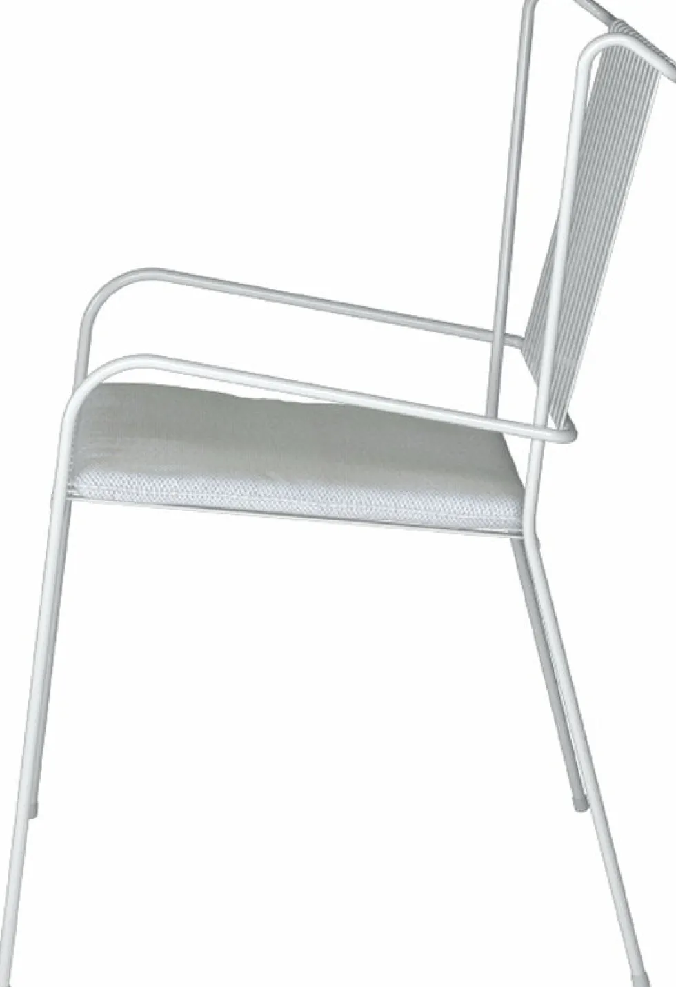 Chaise de jardin avec accoudoirs en acier blanc et coussin beige Capri - Cools Collection