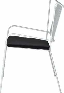 Chaise de jardin avec accoudoirs en acier blanc et coussin noir Capri - Cools Collection