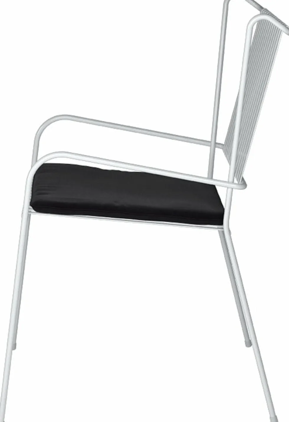 Chaise de jardin avec accoudoirs en acier blanc et coussin noir Capri - Cools Collection