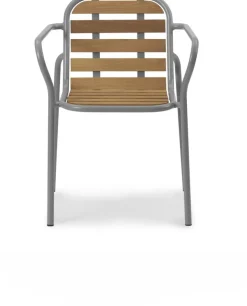 Chaise de jardin avec accoudoirs en acier et bois gris Vig Robinia - Normann Copenhagen