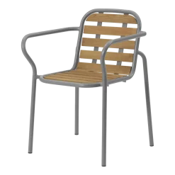 Chaise de jardin avec accoudoirs en acier et bois gris Vig Robinia - Normann Copenhagen