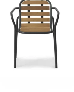 Chaise de jardin avec accoudoirs en acier et bois noir Vig Robinia - Normann Copenhagen
