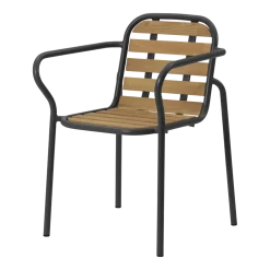 Chaise de jardin avec accoudoirs en acier et bois noir Vig Robinia - Normann Copenhagen